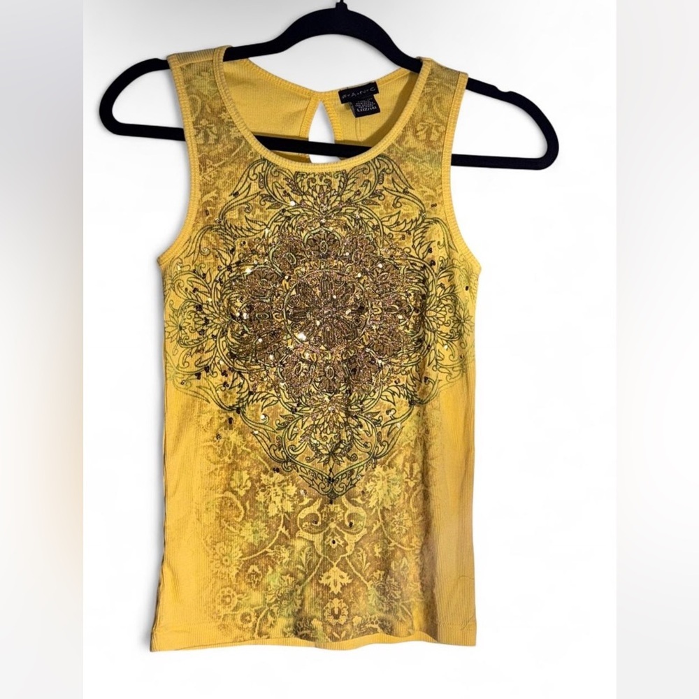 NWT SZ Large FANG Yellow Ornate Tank Top